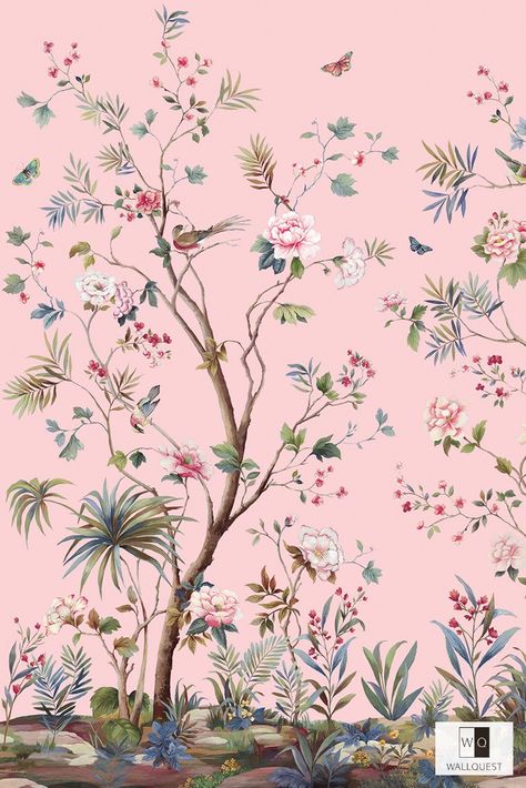 Cherry Blossom Wall Art, Art Expressions, Flower Print Pattern, Old Paper Background, Patterns Art, Asian Painting, Stage Backdrop, Graphic Poster Art, Chinoiserie Wallpaper