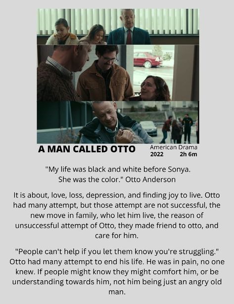 American-Comedy drama, a heartwarming movie that teaches us to live life to the fullest. That everyone is has a difficult life. A Man Called Otto, American Comedy, Live Life To The Fullest, Comedy Drama, Movie Review, Live Life, A Man, Drama