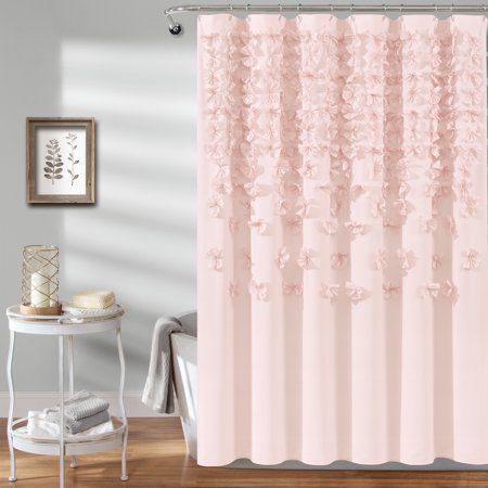 Shabby Chic Shower, Pink Shower Curtain, Girl Bathroom, Elegant Shower Curtains, Pink Bathroom Decor, Vintage Bathroom Decor, Lush Decor, Shower Curtain Rods, Floral Shower Curtains