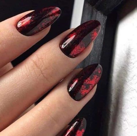 Red Black Nails, Red Nail Art, Her Nails, Red Nail Designs, Black Nail Designs, Black Nail, Foil Nails, Nailed It, Gorgeous Nails