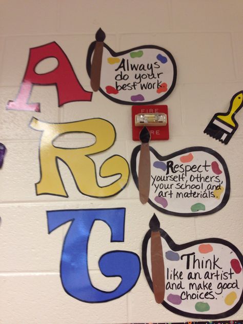 Art Room Anchor Charts, Art Rules Poster, Classroom Rules Arts And Crafts, Art Classroom Rules Elementary, Art Classroom Door, Art Room Posters Class Rules, Art Room Rules Poster, Art Classroom Rules, Art Class Posters