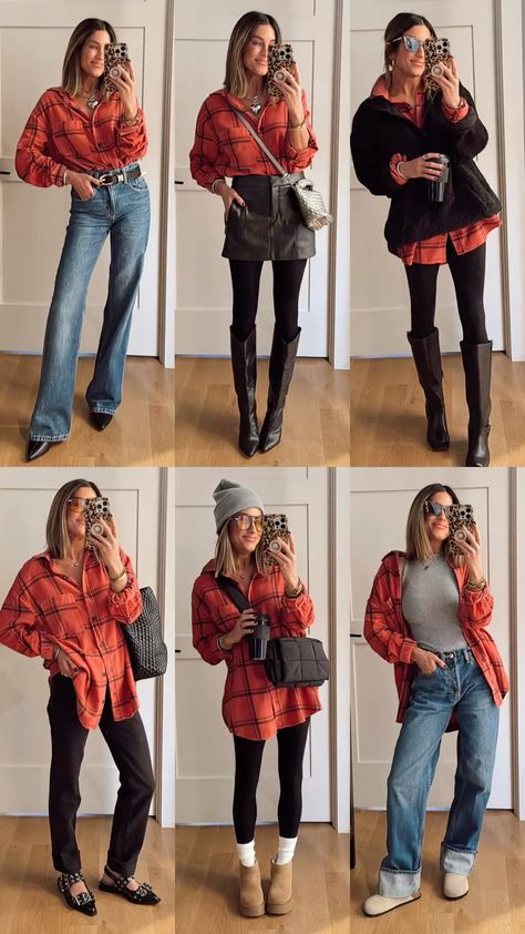 I’m wearing a size small, size up if you want a roomier fit. Shop it here: Flannel Women’s Outfit, Comfy Casual Winter Outfits, Flannel Outfits For Women, Boho Chic Outfits Fall, Striped Dress Fall, Flannel Outfits, Oversized Outfit, Fall Dress Outfit, Boho Chic Outfits