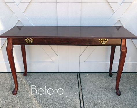 Queen Anne Sofa Table Makeover & a Bonus Redo! | Confessions of a Serial Do-it-Yourselfer Chalk Paint Sofa Table, Painted Queen Anne Furniture, Sofa Table Makeover Ideas, Queen Anne Furniture Makeover, Sofa Table Redo, Sofa Table Makeover, French Provincial Bedside Table, Queen Anne Furniture, Sofa Table Decor