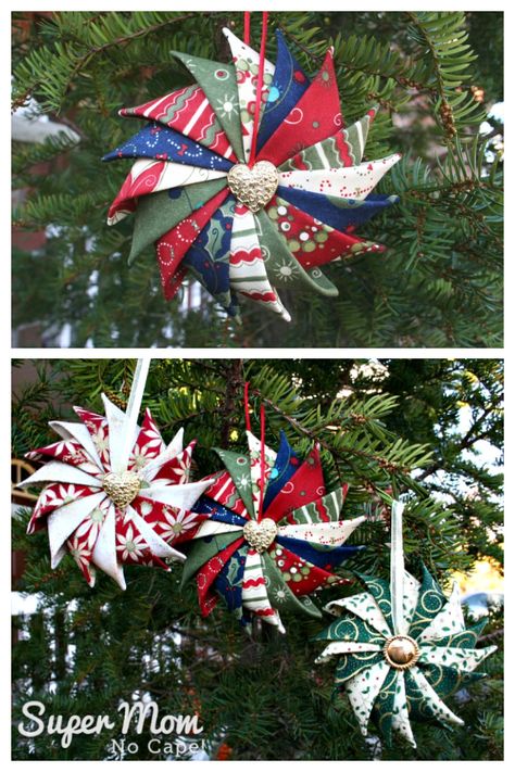 Prairie Point Star Ornament, Sew Patchwork, Sewn Christmas Ornaments, Patchwork Christmas, Prairie Points, Charm Squares, Star Ornaments, Fabric Christmas Trees, Folded Fabric Ornaments