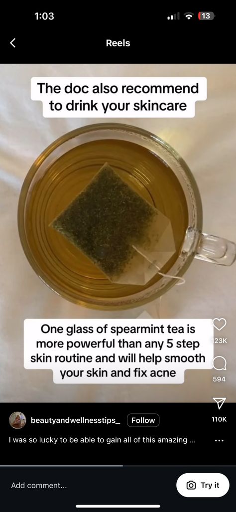 Tea For Acne, Spearmint Tea, Skin Routine, Best Tea, Body Skin, Body Skin Care, Acne, Skin Care, Tea