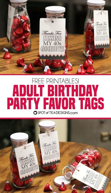 Adult Birthday Party Favors with Free Printable Tag - Spot of Tea Designs Party Favors For 60th Birthday Mom, 50th Birthday Party Favours, 70th Birthday Favors Ideas, 50th Birthday Party Favors Men, 40th Party Favors, Party Favors 50th Birthday, 60th Party Favors, 90th Birthday Party Favors, 60th Birthday Favors