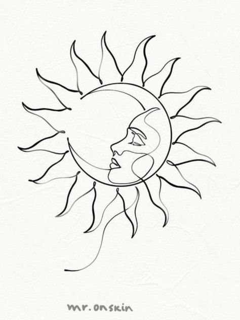 Sun Moon Tattoo Design, Luna Tattoo, Moon Sun Tattoo, Sunset Tattoos, Moon Tattoo Designs, Sun Tattoos, Weird Tattoos, Mandala Tattoo Design, Tattoo Style Drawings