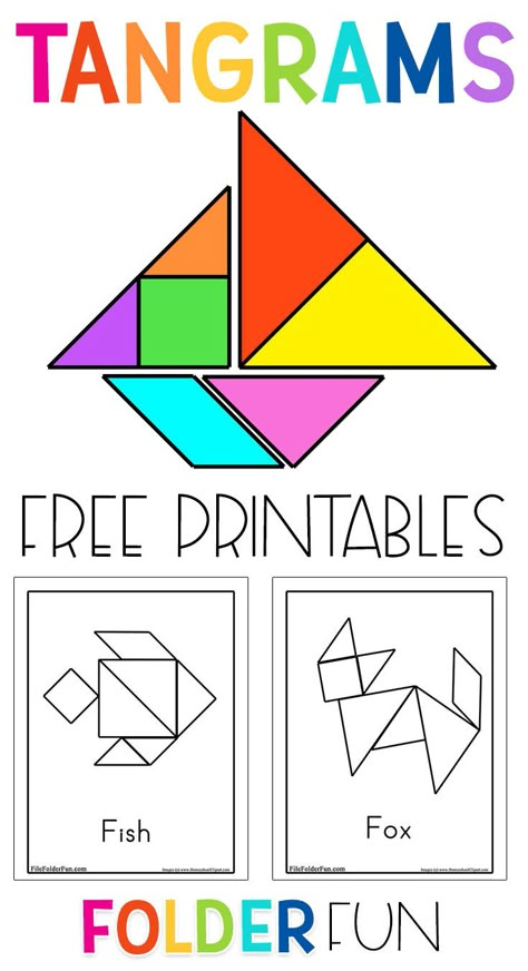 Free printable tangrams and tangram pattern cards. These activity sheets are great for preschool math learning centers. Students work on building different animals, objects and shapes. Tangram Printable, Tangram Shapes, Tangram Activities, Pattern Block Templates, Tangram Patterns, Math Learning Center, Tangram Puzzles, Math Sheets, Shapes Worksheets