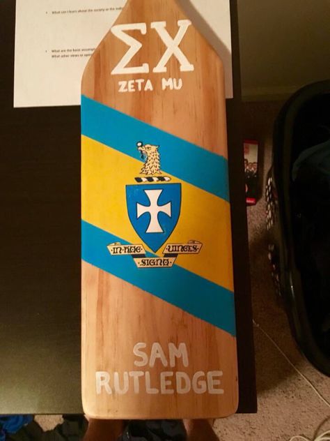 Sigma Chi paddle #ΣΧ Fraternity Paddles For Guys, Frat Paddle Ideas, Frat Paddles, Greek Sorority Paddles, Bf Stuff, Fraternity Paddles, Formal Cooler Ideas, Paddle Ideas, Sorority Art