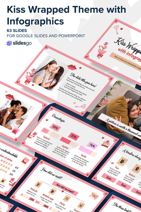 Kiss Wrapped Theme with Infographics Dating Wrapped Powerpoint, Doodle Heart, Power Point Template, White Illustration, Powerpoint Slide, Google Slides Themes, Do You Know What, Google Slides, Powerpoint Templates