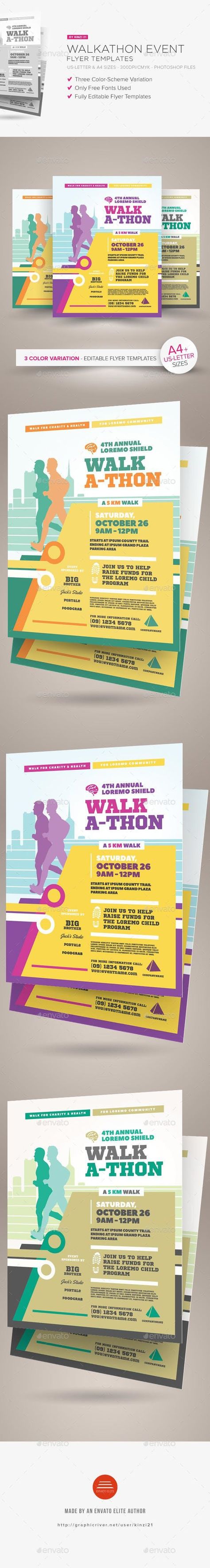 Walkathon Event Flyer Templates #sport #design #event #flyer #graphics #DesignCollections #PrintDesign #DesignResource #PrintTemplate #graphicdesign #SportFlyers #GraphicResource #DesignSets #FlyerTemplate #GraphicRiver #flyers #set #collections #EventFlyers #templates Walkathon Poster Ideas, Walkathon Poster, Bike Poster Design, Event Pamphlet, Fundraising Poster, Sport Flyer, Fundraiser Flyer, Bike Poster, Flyer Ideas