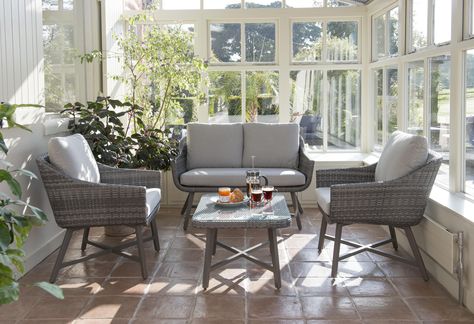 Update your outside space for Spring + giveaway Small Conservatory Furniture, Small Conservatory, Contemporary Garden Furniture, Garden Lounge Chairs, Conservatory Furniture, Small Lounge, Garden Coffee Table, Furniture Sofa Set, Coffee Table Grey