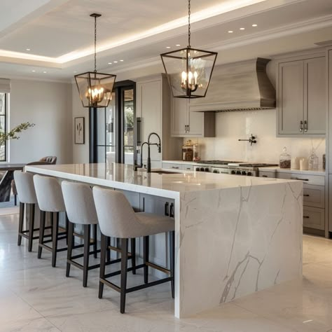 Transitional Style Kitchen, Kitchen Renovation Inspiration, Kitchen Entrance, Kitchen Seating, Dream Kitchens Design, Entrance Foyer, Transitional Kitchen, House Design Kitchen, Open Concept Kitchen