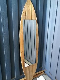 Repurposed wooden surfboard mirrors | Surfing | Gumtree Australia Rockingham… Reuse Surfboard, Repurposed Surfboard, Hamptons Beach House, Surfboard Decor, Wooden Surfboard, Coastal Hamptons, Surfboard Wall, Surf Boards, Surf Decor