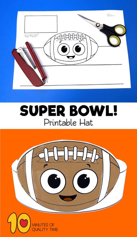 Super Bowl Paper Hat Super Bowl Activities For Preschoolers, Super Bowl Crafts Preschool, Kids Super Bowl Party, Super Bowl For Kids, Superbowl Kids Crafts, Super Bowl Art Projects For Kids, Chiefs Activities For Kids, Superbowl Crafts For Kids, Superbowl Preschool Activities