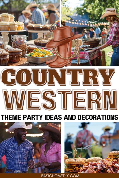 Best Country Western Theme Party Ideas and Decorations Western Food Ideas For Party, Country Western Party Food, Yellowstone Party Decorations, Rodeo Party Ideas For Adults, 90s Country Party Theme, Western Party Ideas For Adults, Wild Wild West Theme Party Outfit, Country Western Theme Party, Western Party Food Ideas