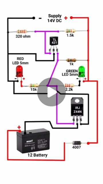 12 Volt Battery Charger Circuit, Battery Charger Circuit, Battery Charger 12v, Home Electrical Wiring, Electrical Circuit Diagram, Electrical Diagram, Electronics Basics, Electronic Schematics, Electronic Circuit Projects