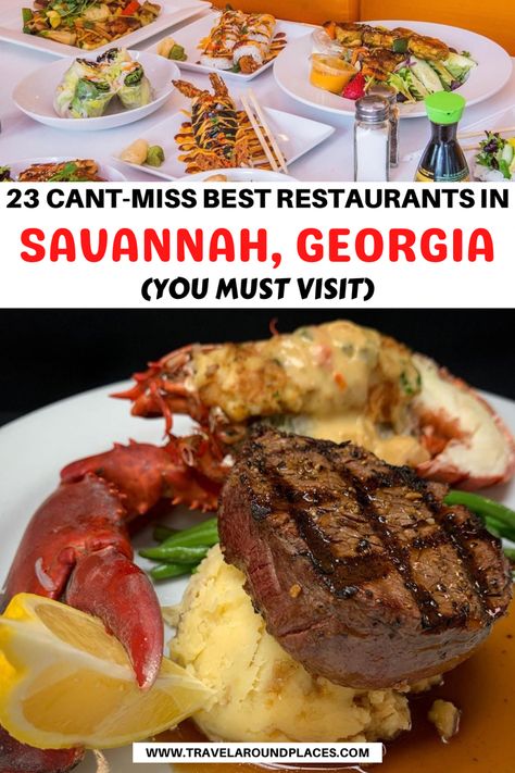 23 Can’t-Miss Restaurants in Savannah Georgia You Must Visit | best restaurants in Savannah | italian restaurants in Savannah | seafood restaurants in Savannah | places to eat in Savannah | unique restaurants in Savannah | good restaurants in Savannah | #restaurant #italianrestaurant #foodlover Savannah Ga Restaurants, Savannah Georgia Food, Savannah Georgia Restaurants, Savannah River Street, Sweet Restaurant, Dock Bar, Savannah Restaurants, Georgia Trip, Georgia Food