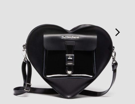 Leather Side Bag, Dr Martens Style, Heart Shaped Bag, Vinyl Accessories, Dr Martens Black, Black Leather Backpack, Heart Bag, Side Bags, White Colors