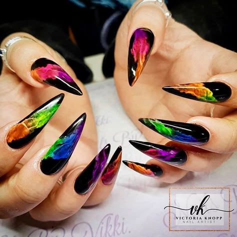 Ballerina Nails Designs, Medium Stiletto, Neon Nail Designs, Stiletto Nail Art, Colorful Nail Art, Colorful Nail, Colorful Nails, Stiletto Nails Designs, Makijaż Smokey Eye