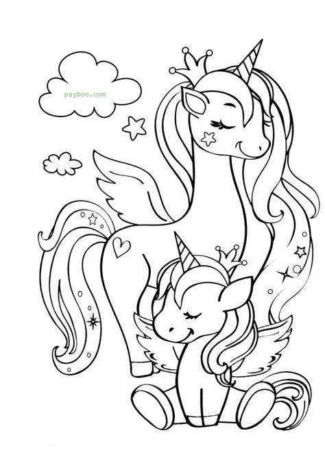 Unicorn Pictures To Color, Mom Coloring Pages, Baby Coloring Pages, Unicorn Drawing, Unicorn Coloring, Unicorn Pictures, Kitty Coloring, Unicorns And Mermaids, Mermaid Coloring Pages