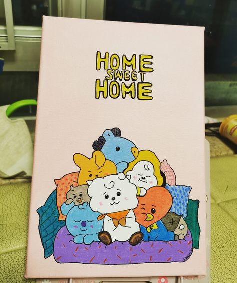 BT21 cute Bt21 Painting Ideas, Bt21 Painting, Exam Pad, Fabric Painting, Painting Ideas, Sweet Home, Canvas Painting, Snoopy, Paintings