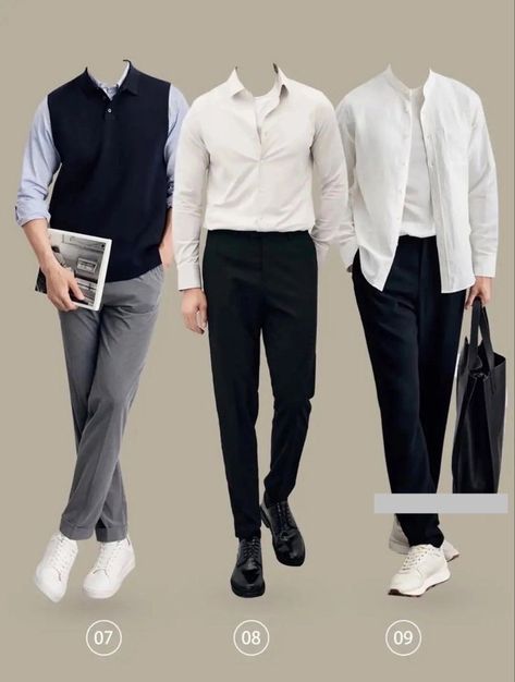 Smart Casual Business Wear Men, Mens Work Outfits Office Wear Summer, Office Wear Men Work Outfits, Work Outfit Men Offices, Korean Street Fashion Mens Casual, Smart Casual Work Outfit Men, Casual Outfits For Men, Casual Look For Men, Guys Fashion Casual