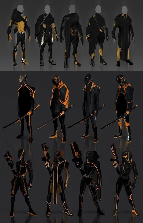 Tron Character Design, Cyberpunk Outfit Concept Art, Scifi Clothes Concept Art, Tech Suit Concept Art, Futuristic Suit Concept Art, Battle Suit Concept Art, Cyberpunk Design Character Concept, Sci Fi Clothing Concept Art, Superhero Design Concept Art Suits