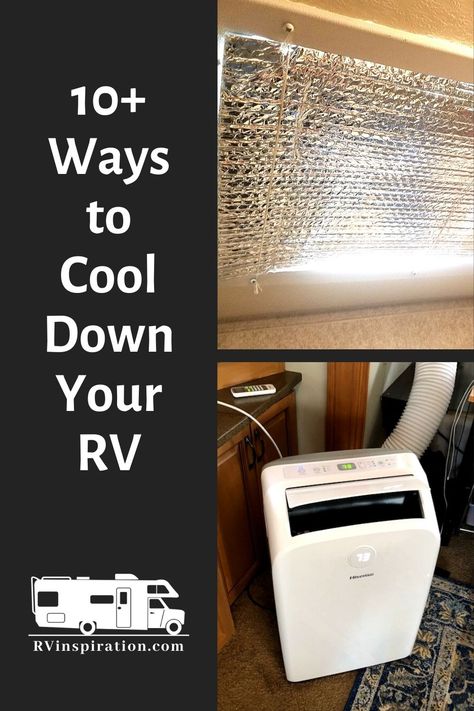 Rv Fan Ideas, Keep Rv Cool In Summer, Rv Air Conditioner Hacks, Rv Skylight Cover Diy, Rv Newbies, Camper Air Conditioner, Rv Ac, Small Travel Trailer Remodel, Small Camper Interior