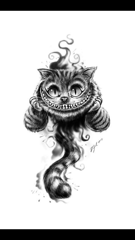 Cheshire Cat Drawing, Dark Disney Tattoo, Cheshire Cat Art, Cheshire Cat Tattoo, Alice In Wonderland Clocks, Alice And Wonderland Tattoos, Alice In Wonderland Artwork, Dark Alice In Wonderland, Crazy Tattoos