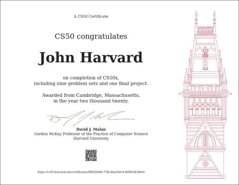 CS50 Certificate - CS50x Vision 2024, Object Oriented Programming, Fear Of Failure, How To Think, Graduation Post, Inspire Students, Data Structures, David J, Certificate Design