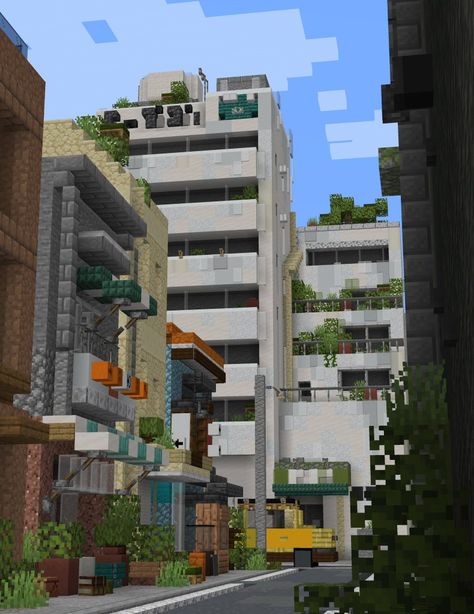 Colorful Minecraft Houses, Cyberpunk Minecraft, Town Minecraft, Minecraft Cyberpunk, Bloxburg City Ideas, Minecraft Ideas To Build, Minecraft Base Ideas, Building Minecraft, Minecraft Modern City