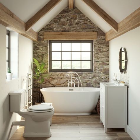 Converting a barn into a bathroom—top tips | VictoriaPlum.com Under Stairs Toilet, Bathroom Ideas Victorian, Country House Colors, White Wood Vanity, Small Cloakroom, Converted Barn Homes, Barn House Conversion, Barn Conversion Interiors, Small Bathroom Styles