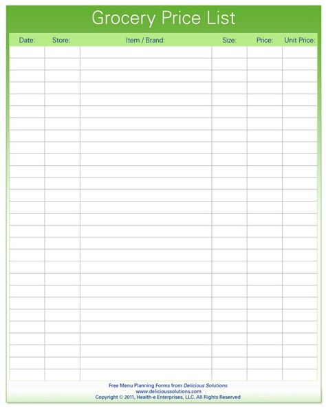 Grocery List with Prices Grocery Price List Printable, Coupon Binder Organization, Blank Grocery List, Provision Store, Grocery Price Book, Grocery Price List, Walmart Shopping List, Grocery Store List, Grocery Shopping List Template