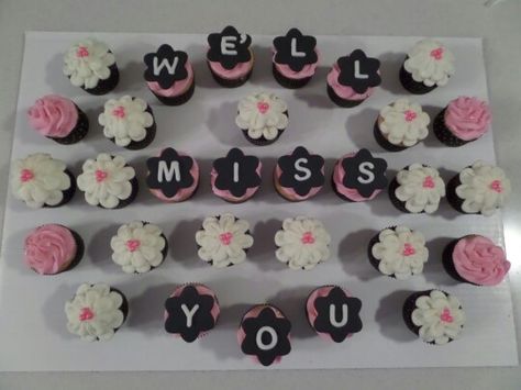 We’ll Miss You Cake, Farewell Cupcakes Ideas, Goodbye Cupcakes, Farewell Cupcakes, Kid Cake Ideas, Miss Cake, Goodbye Party, Farewell Party, Farewell Parties