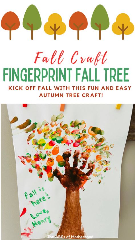 Inside: This fingerprint fall tree really captures all the colors that autumn brings and your kids will love this sensory painting experience! #fallcraft #fallcraftsforkids #fallcraftsfortoddlers #fallcraftsforpreschoolers #kidscrafts #kidsactivities Sensory Painting, Finger Painting For Toddlers, Tree Unit, Fall Crafts For Toddlers, Prek Ideas, Preschool Boards, Simple Lettering, Preschool Crafts Fall, Toddler Painting