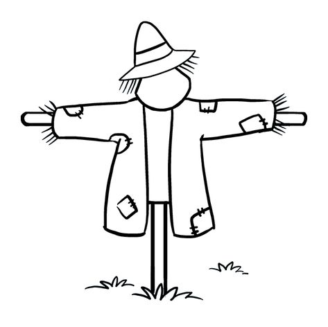 How to Draw Scarecrow: Step 8 Chalk Scarecrow, How To Draw A Scarecrow Step By Step, Simple Scarecrow Drawing, Easy Scarecrow Drawing, Scarecrow Chalkboard Art, How To Draw A Scarecrow, Fall Sketches Easy, Scarecrow Outline, Scarecrow Painting On Canvas