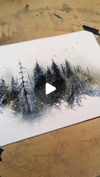 Pencil Sketch Ideas, Watercolor Pen Art, Watercolor Art Christmas, Woods Illustration, Abstract Watercolor Paintings Tutorials, Watercolor Christmas Art, Watercolor Videos, Watercolor Guide, Artist Tutorials