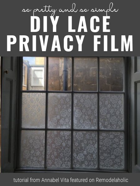 This looks so pretty and is so easy, you won't believe it! Tutorial from Annabel Vita on Remodelaholic Window Privacy Ideas, Diy Lace Privacy Window, Diy Window Film, Lace Window Screen, Thrift Decor, Lace Window Treatments, Unique Window Treatments, Boho Bedrooms, Privacy Ideas