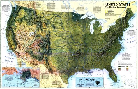 ""United States: The Physical Landscape" 1996 map by National Geographic in 1996 [2298x1490]" by Maps-and-Music in MapPorn Map Quiz, National Geographic Maps, National Geographic Photography, Physical Map, Physical Geography, Remote Sensing, United States Map, Physical Features, Usa Map