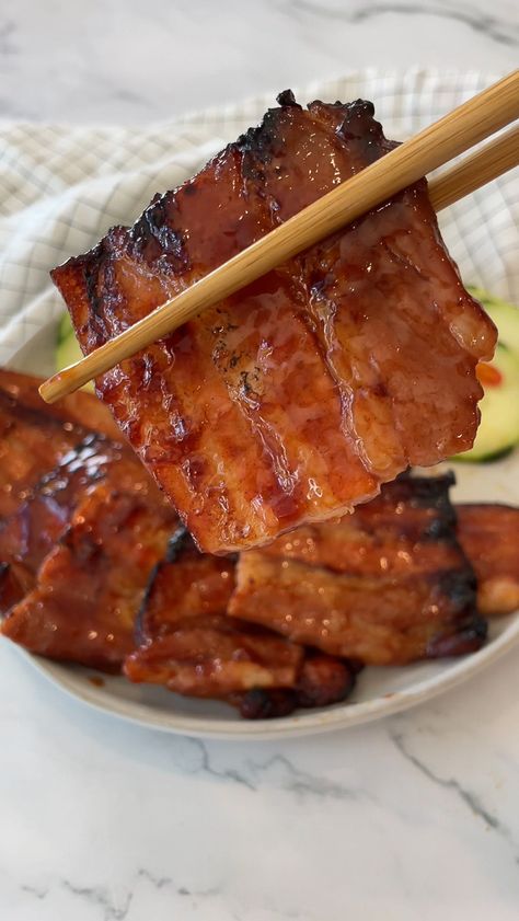 Sticky Grilled Pork Belly-3 Pork Belly Marinade, Korean Pork Belly, Grilled Pork Belly, Bbq Meals, Healthy Bbq, Korean Pork, Sticky Pork, Bbq Marinade, Pork Marinade