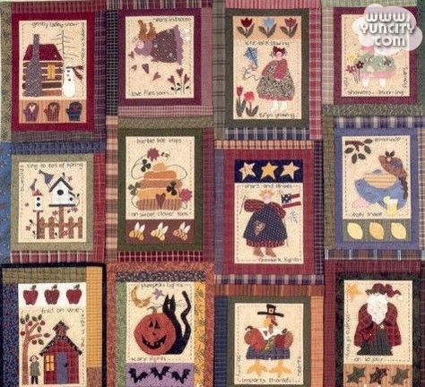 Calendar Quilts, Sampler Quilts, Applique Quilt, Book Quilt, Wool Applique, Christmas Quilt, Mini Quilts, Applique Patterns, Applique Quilts