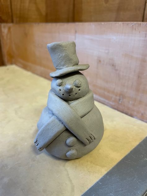 Roseanne’s Snowman w/Tophat-Greenware Pottery Snowman Handmade, Ceramic Snowman Handmade, Christmas Clay Sculptures, Snowman Ceramics, Snowman Clay, Pottery Snowman, Clay Snowman, Clay Projects For Kids, Snowman Candle Holder