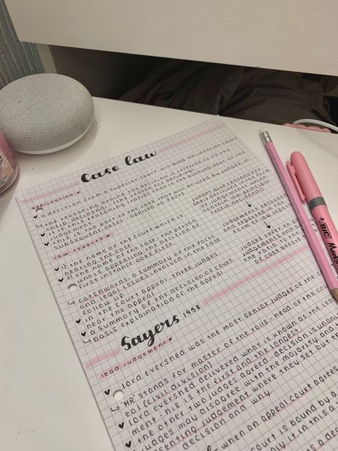 Pink study notes aesthetic Squared Paper Notes Aesthetic, Lawyer Notes Aesthetic, Revision Layout, Pink Lawyer Aesthetic, Law Notes Aesthetic, Study Paper, Pink Study, Studyblr Notes, Notes Minimal