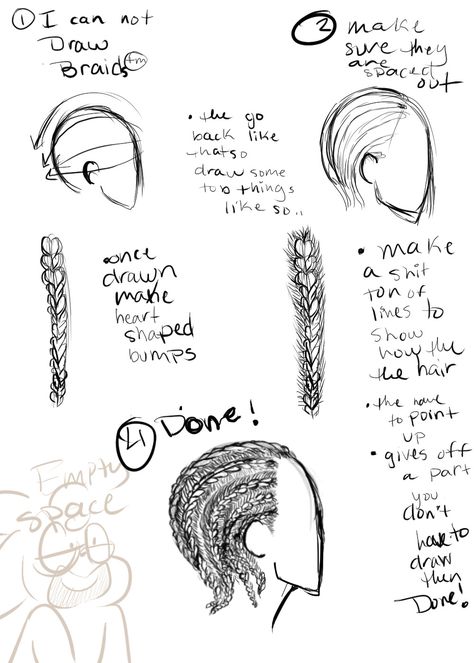 Puff, could you give a tutorial in drawing dreadlocks and cornrows? I want to draw Lucio and Cardi B but have no idea how to... Dreadlocks Drawing, Drawing Dreadlocks, Afro Hair Drawing, Hair Drawing Tutorial, Drawing Hair Tutorial, Hair Sketch, Want To Draw, Hair Drawing, Figure Drawing Reference