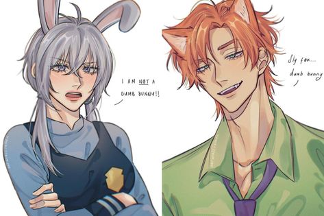 Zootopia Human, Zootopia Anime, Zootopia Fanart, Zootopia Nick And Judy, Cartoon Characters As Humans, Disney Character Art, Zootopia Art, Nick And Judy, Cute Couple Comics