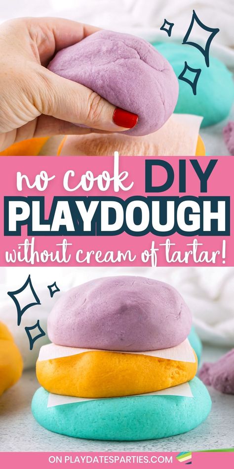 Best Playdough Recipe, Easy Homemade Playdough Recipe, Easy Playdough Recipe, Cooked Playdough, Scented Play Dough, Diy Playdough, Homemade Playdough Recipe, Cream Of Tarter, No Cook