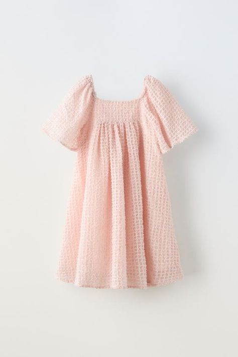 SHINY DRESS - Pink | ZARA United States Cute Summer Shirts, Kids Frock, Kid Dress, Aesthetic Products, Formal Clothing, Zara Australia, Dresses Australia, Round Neck Dress, Shiny Dresses