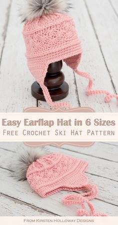 Baby Crochet Hat With Earflaps, Crochet Hats With Earflaps, Magic Circle Hat Crochet, Kristen Holloway Designs, Crochet Infant Hats Free Pattern, Crochet Toddler Hats, Crochet Earflap Hat Pattern, Crochet Baby Things, Ski Hat Crochet