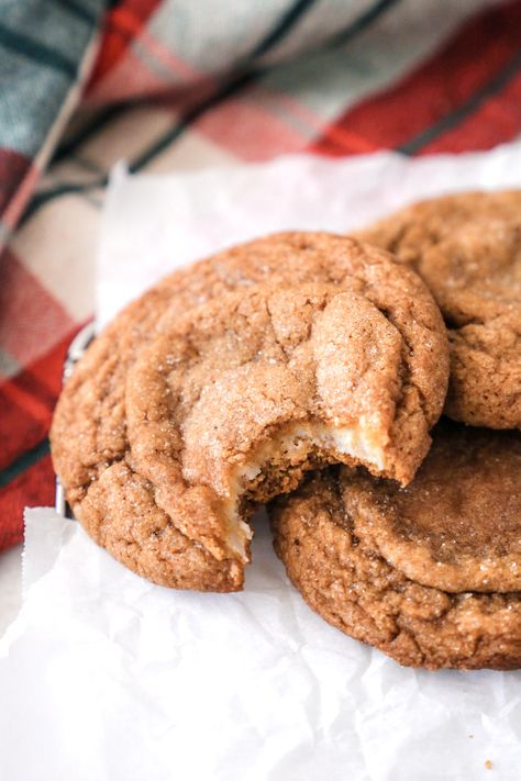 Gingerbread Cheesecake Stuffed Cookies Cheesecake Stuffed Ginger Spice Cookies, Ginger Bread Cheesecake Cookies, Whiskfully Blessed, Cheesecake Stuffed Gingerbread Cookies, Stuffed Gingerbread Cookies, Ginger Cheesecake Cookies, Gingerbread Cheesecake Cookies, Ginger Spice Cookie Recipe, Stuffed Cookies Recipes